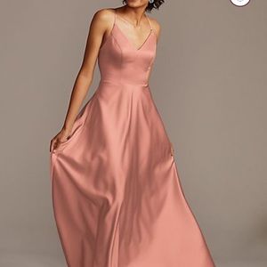 David’s Bridal Spaghetti Strap Satin A-Line Dress